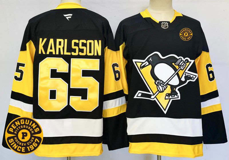Men Pittsburgh Penguins #65 Karlsson Black Fanatics 2025 NHL Jersey style 3->pittsburgh penguins->NHL Jersey